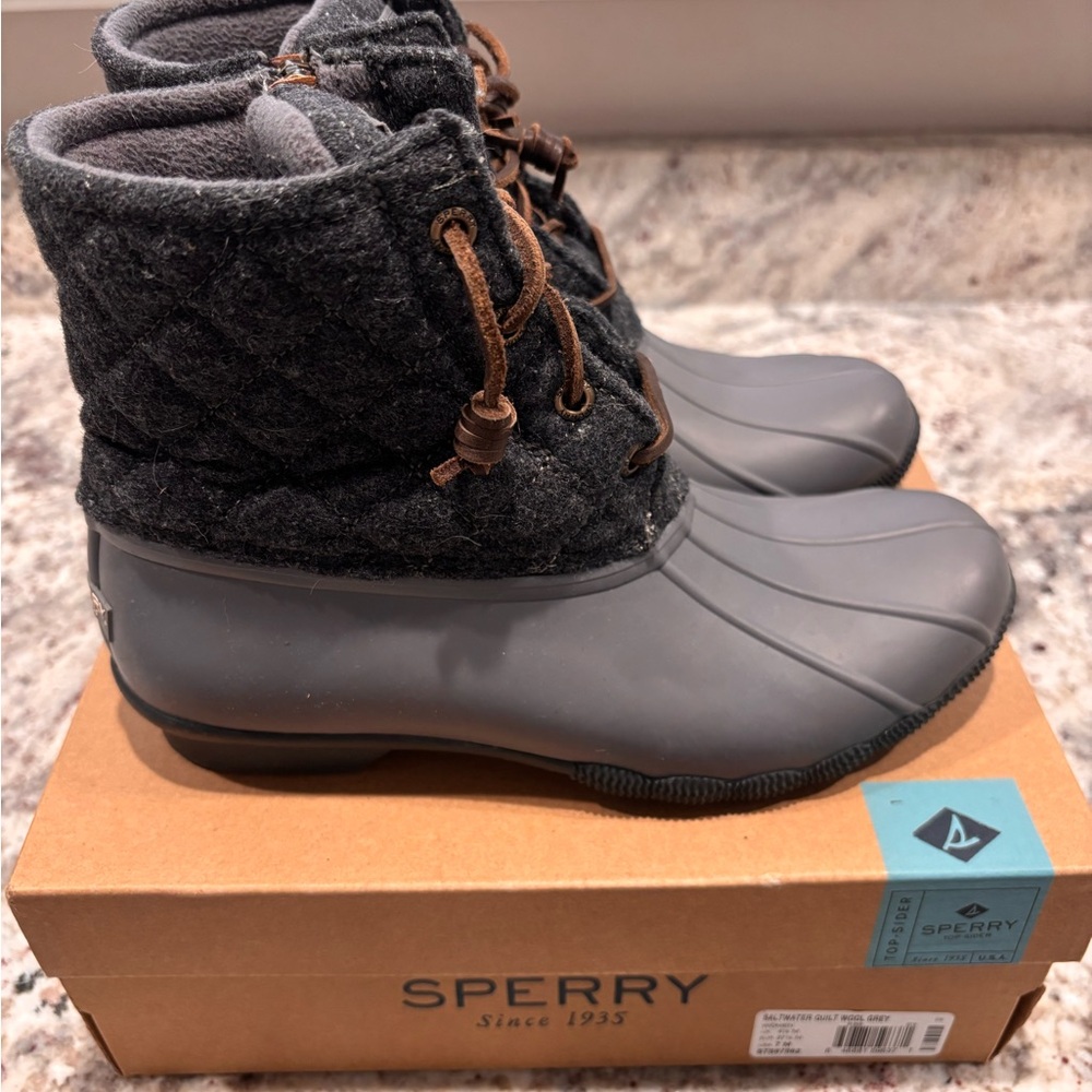 Sperry Charcoal Quilted Duck Boots